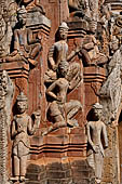 Elaborate figures carved in stucco decorate the ancient stupas, Kakku Buddhist Ruins. Shan State in Myanmar (Burma).